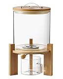 L'ÉPICÉA Glass Rice Dispenser with Bamboo Stand, Large Airtight Rice Storage Container, Cereal/Grain