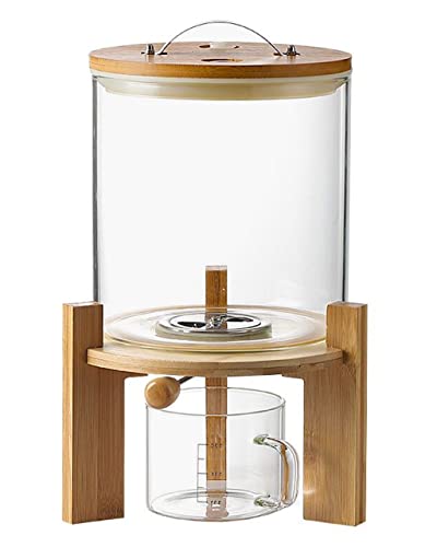 L'épicéa Glass Rice Dispenser With Bamboo Stand, Large Airtight Rice Storage Container, Cereal/Grain/Coffee Bean/Dry Food Dispenser Countertop, Rice Holder, Rice Bin5L/8L #TOP29