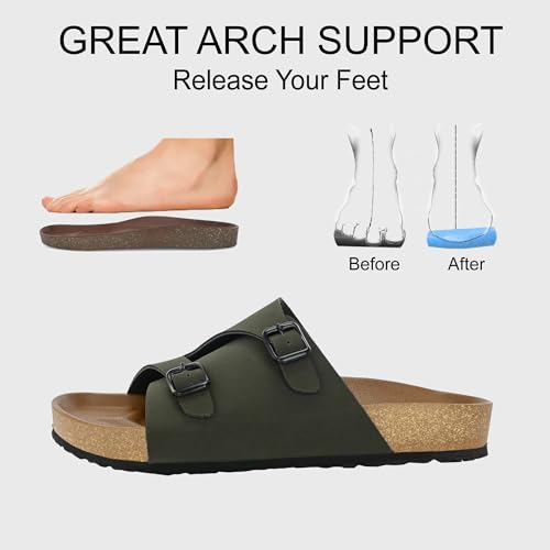 Image of Centrino Men's Berkin-Style Slip-On Sandals | Open Toe Design | Soft PU Footbed | Lightweight & Comfortable | Arch Support | On-Grip Sole | Casual Outdoor Wear (6866)