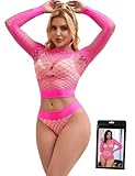 ohyeahlady Lingerie Sexy de Pute Femme Hard Résille Tenue Coquine Hot Pute Luxe Nuisette érotique Transparente sous Vetement Feminins Mesh Bodystocking Ouverte Cadeau Sexy(Rose,L XXL)