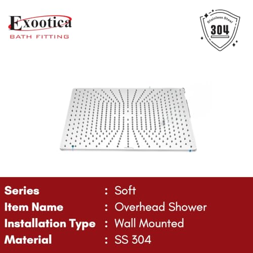 Image of Stainless Steel 304 Shower Head | 1Pc, 4 x 4In Size, Silver | Heavy Metal, Ultra Slim Square Luxury Bathroom Overhead Shower - Soft