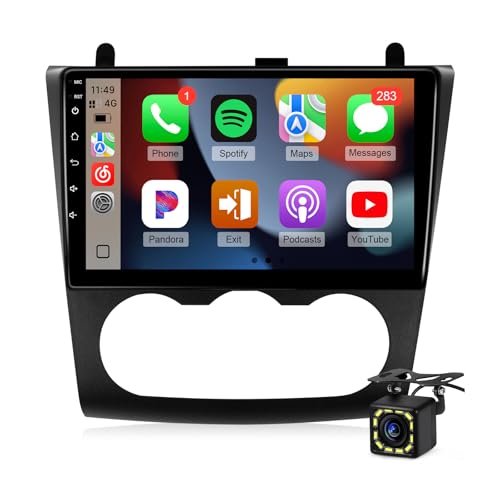 Naifay Fast Boot Linux Car Stereo for Nissan Altima 2008 2009 2010 2011 2012 Manual AC with Carplay/Android Auto 9inch IPS Touchscreen for Altima Radio Bluetooth/FM/Mirrorlink/SWC/Camera