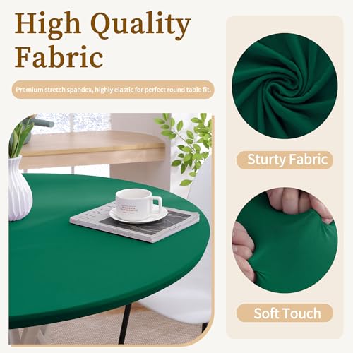 HOMOHEINI Round Elastic Fitted Tablecloth for 42"-50" Tables, Dark Green by HOMOHEINI - Used condition - Image 3