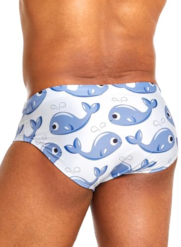 MIZOK Mens Whales Prints Swim Briefs Sexy Funny Cartoon Swimsuit Bikini Swimwear3