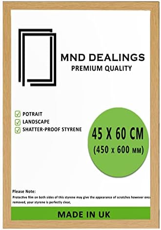 MND Dealings® Large 45x 60 cm Poster Picture Frames |Horizontally or Vertically |With Styrene Shatterproof Perspex Sheets |For Living Room & Office Wall Gallery Décor|17.72" x 23.62"( (Black)