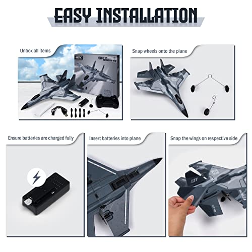 Skyylinetek Rc Jet 2.4 Ghz Rc Plane With Smart Gyroscope System, Dual-Motor, And Led Lights,F-22 Raptor Fighter Jet Toy, Epp Foam Rc Glider, Great Remote Control Plane For Beginners, Kids, And Adults #TOP4
