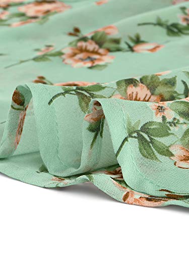 Allegra K Women's Smocked Sweetheart Cap Sleeve Cinched Floral Chiffon Midi Dress Medium Green #TOP5