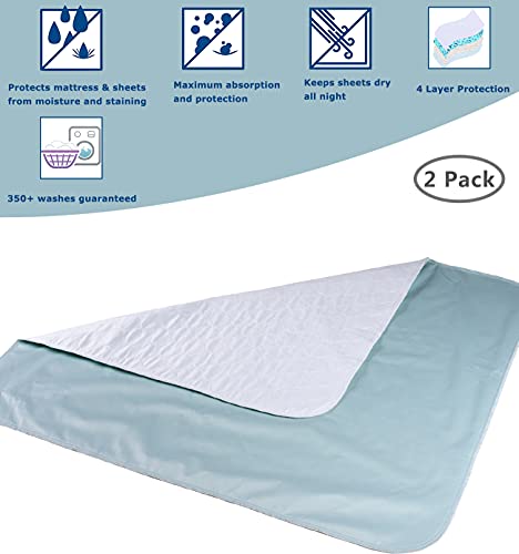 Waterproof Reusable Incontinence Bed Pads Washable Incontinence Underpads 8 Cups Absorbency,Mattress Protector For Adults, Kids And Pets(34”X 36” Inch 2 Pack) #TOP4