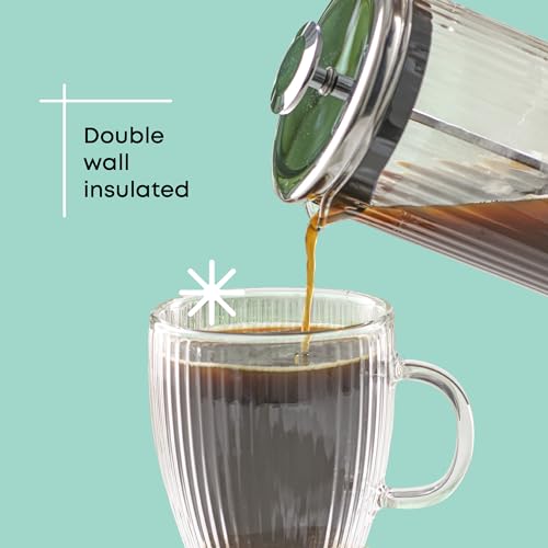 JoyJolt Fluted Glass Coffee Mugs, Double Wall 13.5oz Clear Glass Coffee Mug Set of 2. Latte Glasses, Glass Cappuccino Mugs, Ribbed Mugs by JoyJolt - Image 5