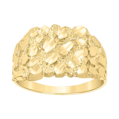 Jewels By Lux 10kt Yellow Gold Unisex Diamond-cut Nugget Fashion Bridal Anniversary Wedding Engagement Band Ring Size 6