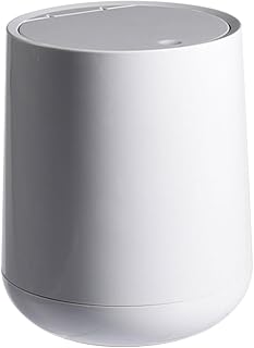 Mini Desktop Trash Can with Lid, Press-top Plastic Garbage Bin, Compact Gray Waste Container for Office and Bedroom Storage