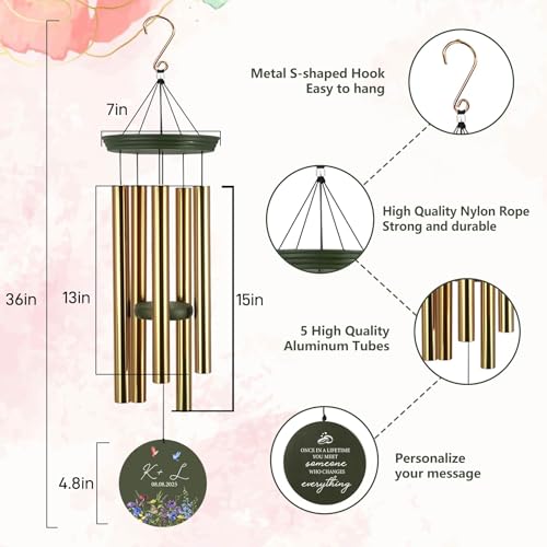 Image of 2025 Wedding Wind Chimes for Couple, Deep Tone Personalized Wind Chime, Wedding Gifts for Couples, Customized Windchime for Husband /Wife(Produced in Texas)