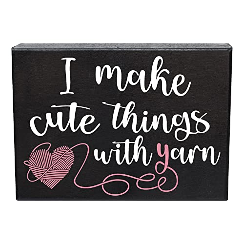 JennyGems Yarn Sign Craft Room Decor, Crocheting Gifts, Knitting Gift, I Make Cute Things With Yarn Sign, Gift for Knitters Crochet Lover