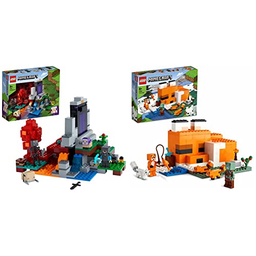 LEGO 21172 Minecraft Das zerstörte Portal ab 8 Jahre & 21178 Minecraft Die Fuchs-Lodge, Spielzeug für Kinder ab 8 Jahren…