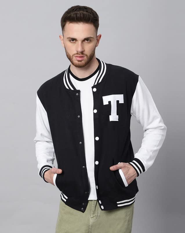 Image of BE SAVAGE Men's Cotton Blend Standard Length Varsity Jacket