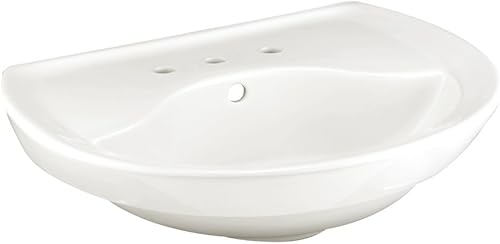 American Standard 0268.008.020 Ravenna - Lavabo de pedestal con espacio para grifo de 8 pulgadas y sin toallero, color blanco