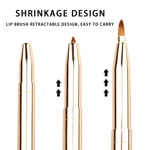 Gold Retractable Lip Makeup Brushes, Double-Ended Retractable Lip Brush, Portable Concealer Lipstick Brush (A_ Gold) #TOP3