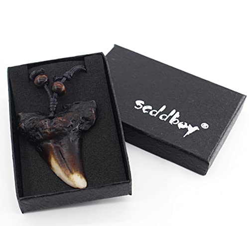 Scddboy Shark Tooth Necklace For Mens Surfer Necklace Hawaiian Beach Surfer Jewelry - Adjustable Cord Necklace #TOP6