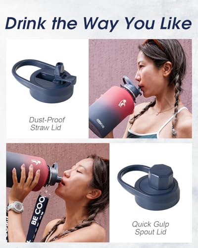 Image of Coolflask Half Gallon Water Bottle Insulated Stainless Steel with Strap