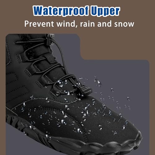 Image of Men's Women's Winter Barefoot Hiking Boots, Slip On Warm Zero Drop Snow Boots, Wide Toe Box Booties, Waterproof Shoes Sneakers Hike Shoes for Hiking Walking Outdoor Unisex