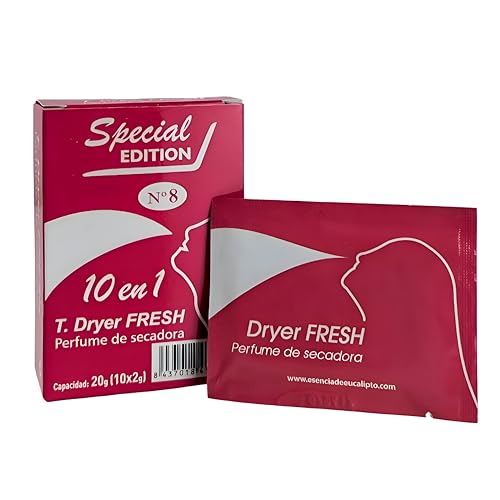 T. Dryer FRESH - Toallitas secadora perfumadas - Suavizante antitabaco perfumador de ropa duradero - Desodorizante profesional de ropa limpia concentrado - Perfume quita olores tejidos (100ud)