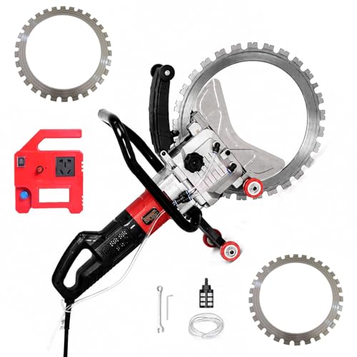 Tghlok 9800w Electric Concrete Saw with 2 Blades 16 Toroidal Concrete Ring Saw Adjustment-Free for The Saw Blade Wet Disk Cutter Includes Water Line Pump and Blade for Stone Brick and Marble