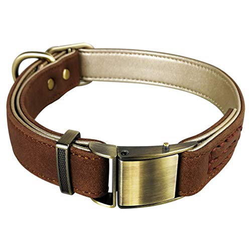 Chede Basic Classic Luxury Padded Leather Dog Collar,The Seatbelt Buckle,For Large Medium Pets (Xl, Brown) #TOP1