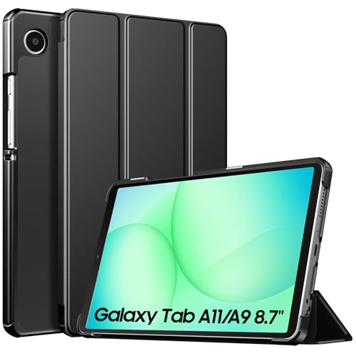 TiMOVO Hülle Kompatibel mit Samsung Galaxy Tab A11/A9 8,7 Zoll (2025/2023), Schlank Leicht Schutzhülle mit Ständer & Harter Rückseite, Schwarz