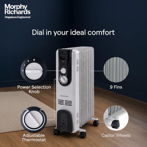 Image of Morphy Richards OFR Room Heater, 09 Fin 2000 Watts Oil Filled Room Heater , ISI Approved (OFR 9 Grey)