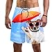 YATELI Shorts de Plage Shorts pour Hommes à séchage Rapide,Chaise de Bain de Bronzage Chien Rouge Parapluie Rouge,Boardshort avec Doublure en Maille