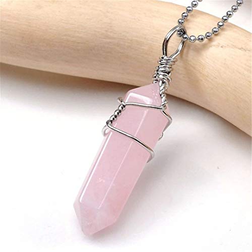 3 Double Terminated Wire Wrapped Pendant One Each Of Amethyst, Quartz And Rose Quartz Pendants #TOP1