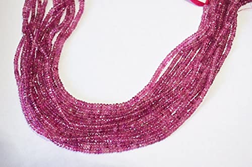 Pink tourmaline beads 3.25 mm en fil de perles rondelles facettées pour création de bijoux