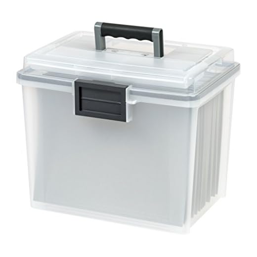 IRIS USA UCB-HFB Letter Size Portable WEATHERTIGHT File Box, 19 Quart, Clear
