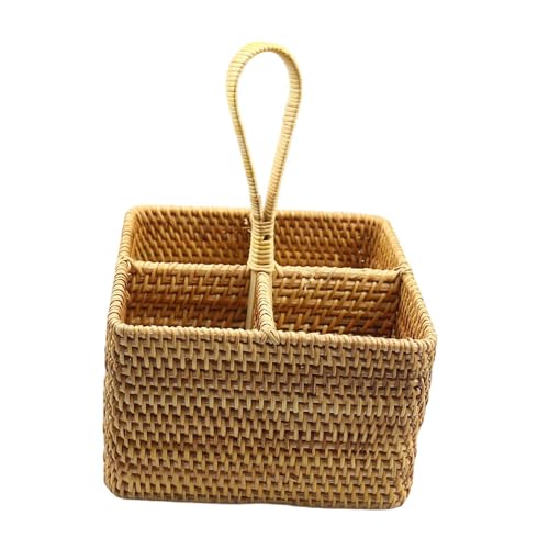 Bothyi Utensil Holder Cutlery Holder Container for Spoon Fork Flatware Organizer Woven for Restaurant Dining Room Countertop Cooking, Small Square