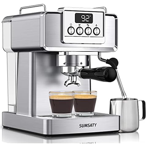SUMSATY Stainless Steel Espresso Machine with Frother Cover