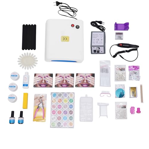 Juego completo de uñas de gel UV, juego de principiantes, fresadora de uñas con fresador, limas de uñas, accesorios para uñas de gel, juego de uñas de diseño de uñas, regalo para mujeres