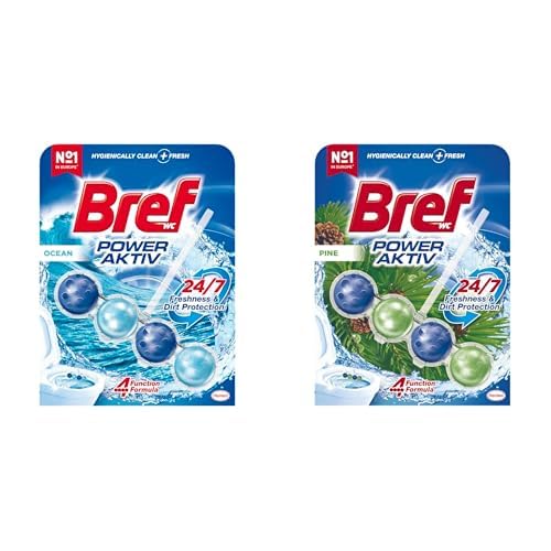Bref WC Power Aktiv Okyanus Kokulu Klozet Temizleme Topları, 1 x 1 Adet ve Bref WC Power Aktiv Çam Klozet Temizleme Topları (1 x 1 Adet)