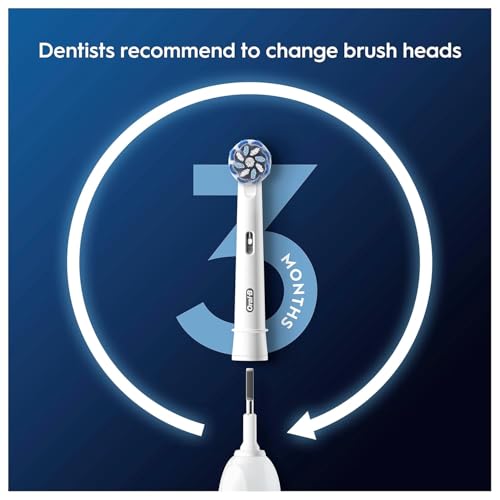 Image of Oral-B Pro Sensitive Clean Electric Toothbrush Head, X-Shaped & Extra Soft Bristles For Gentle Brushing & Plaque Removal, Pack of 4 Toothbrush Heads, White