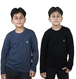 2er-Pack einfarbige T-Shirts, langärmlig, gerippter Rundhalsausschnitt.