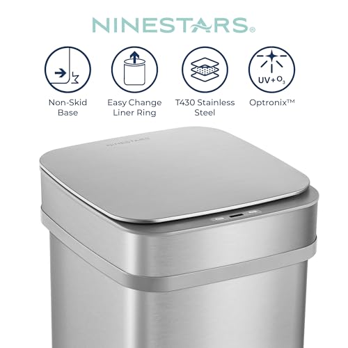 Caneca de basura inteligente Ninestars 13 gal plata miniatura 4