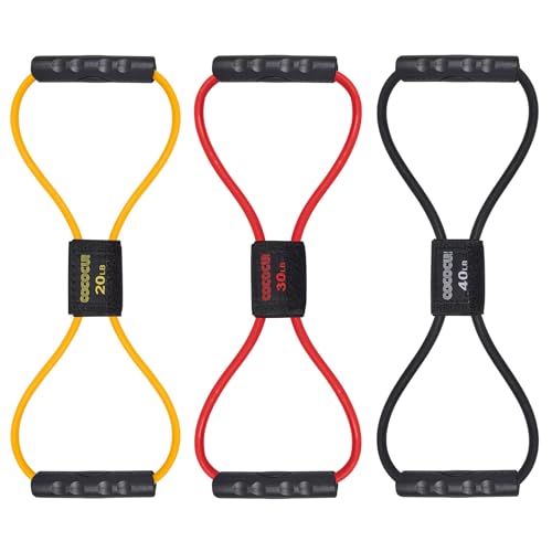 Image of Figure 8 Resistance Bands with Handles for Women Men, Exercise Bands for Back, 8 Shaped Resistance Bands for Arms, Shoulder, Leg Stretching, Physical Therapy, Yoga, Pilates, Home Gym Workout Equipment