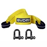 Cinta Fita para Reboque e Arraste Budin - 10 Toneladas - 6 Metros - com duas Manilhas 3/4' Para Puxar Carros, Veículos Off-road 4x4, Caminhonetes, Tratores e Caminhões Corda de reboque