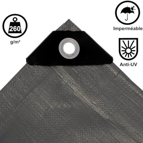 Bâche de protection gris anthracite 260g/m² épaisse