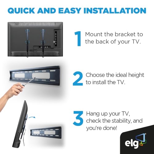 Image of ELG TV Wall Mount 32 to 77 Inches| Heavy Duty LED /HD /Smart Screens Wall Stand |VESA 100x100 to 400x400, Auto-Lock+Bubble|Universal FIX400.