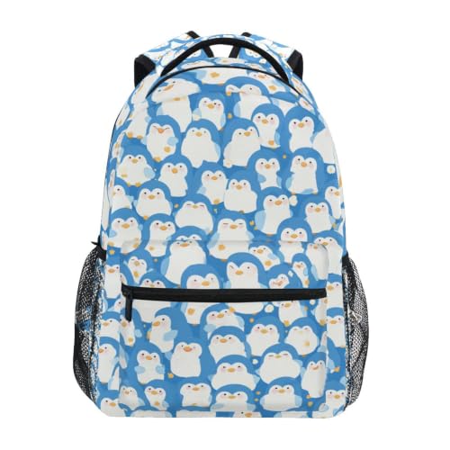Sac à dos scolaire pingouin bleu mignon pour étudiant fille garçon