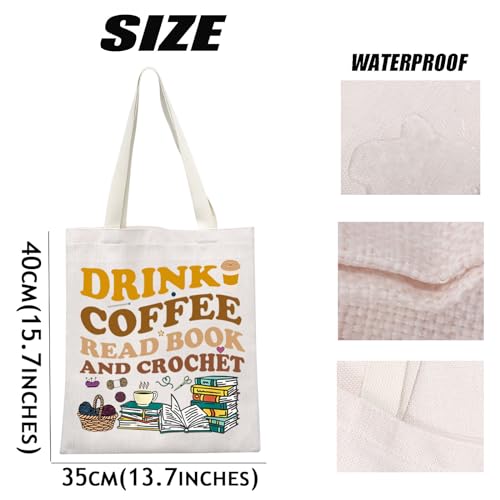 Bolso tipo tote tejido a ganchillo para amantes del café y del crochet, regalo ideal miniatura 6