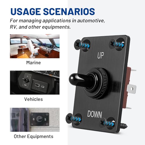 Image of Anina Marine Toggle Switch Heavy Duty 3 Pin Control Trim Switch Up Down with Waterproof Cap Momentary Switch Panel for Marine Boat Yacht RV ATV Car Bus