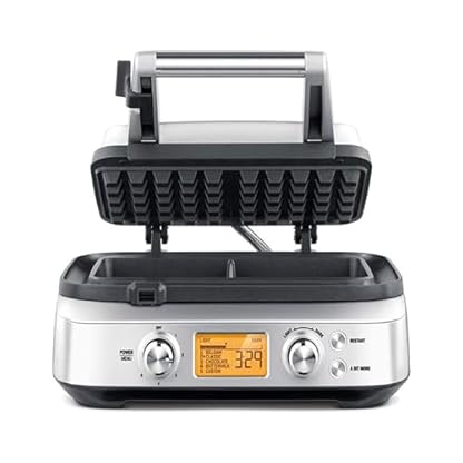 Sage - The Smart Waffle Pro - Waffeleisen - 4 Teigeinstellungen inkl. Belgische Waffeln, Klassische Waffeln - 12 Bräunungseinstellungen, 1000W Leistung, Einfach zu Reinigen - Gebürsteter Edelstahl
