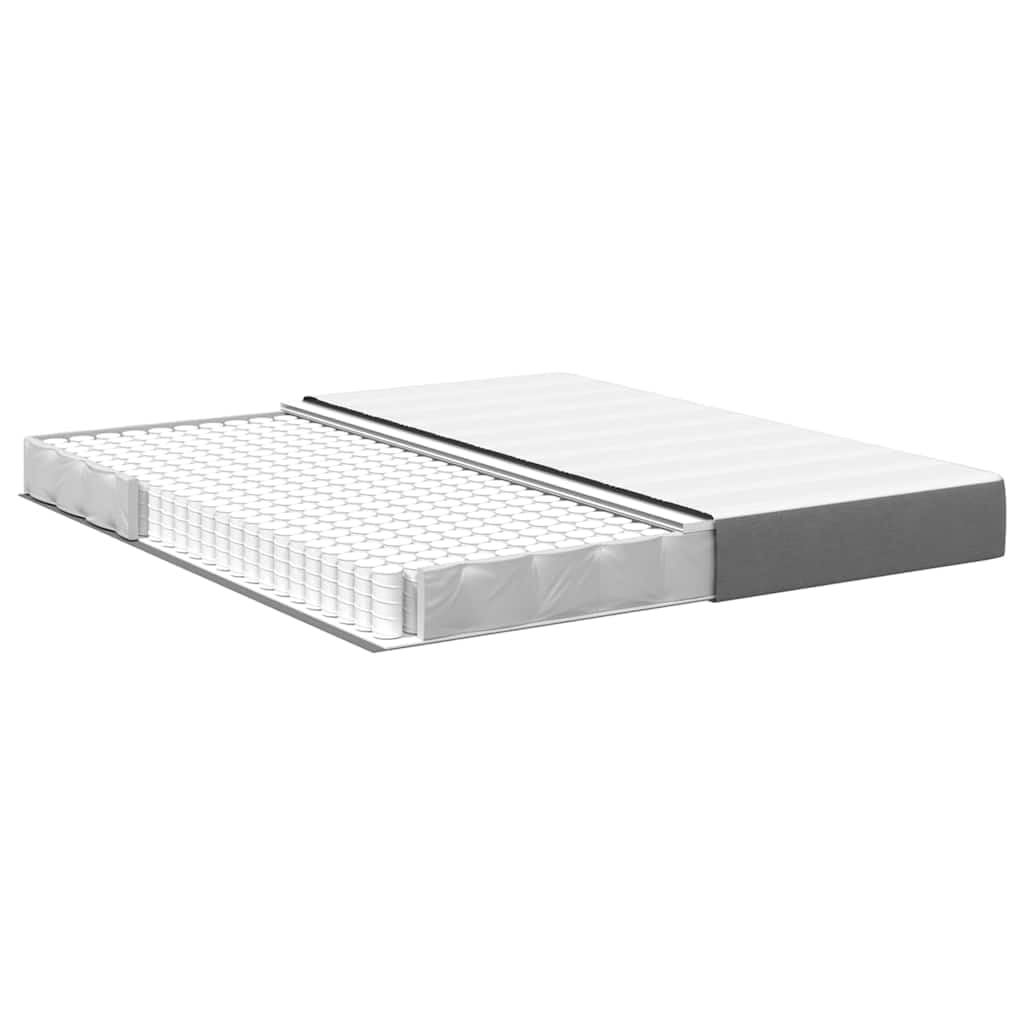 Colchón de cama con colchón gris claro, 180 x 200 cm, funda de tela, marco de madera, núcleo de muelles ensacados, diseño moderno, tamaño Super King Size