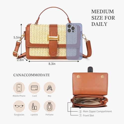 Image of Straw Crossbody Bags for Women Summer Straw Clutch Bag Woven Beach Purse Vacation Handbags | Straw